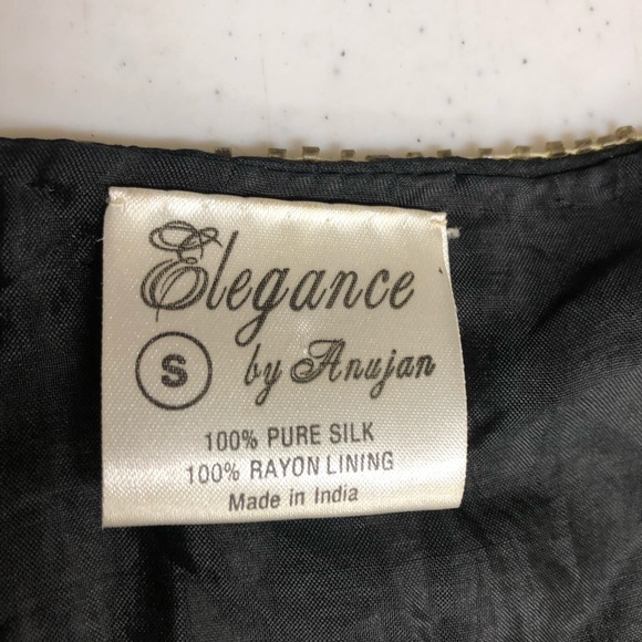 Silk Beaded Sequin Party Cocktail Drag Blouse - Picture 4 of 6